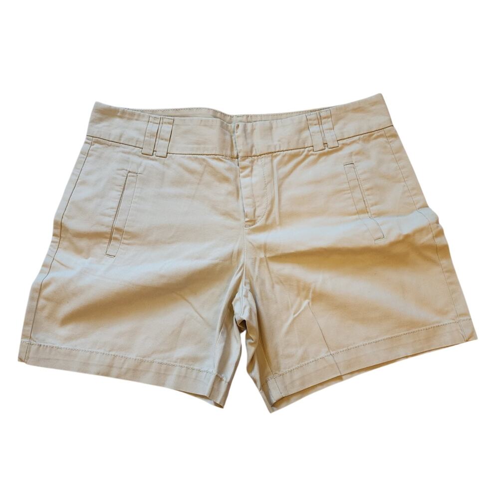 Ann Taylor LOFT Womens Midi Chino Shorts Size 4 Beige Mid Rise Twill